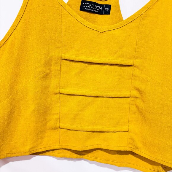 COKLUCH – Mustard cropped camisole top | Summer wear | X-Small * - Picture 4 of 8